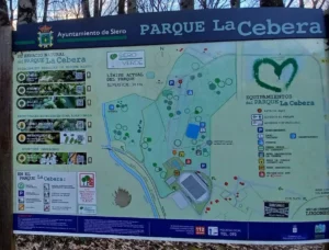 Mapa del Parque La Cebera en Lugones, Siero, Asturias.