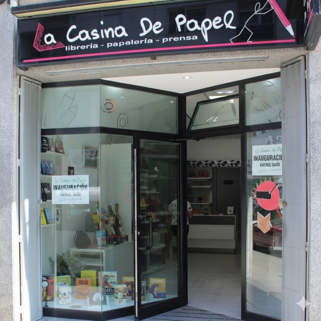 Fachada de la librería La Casina de Papel en Pola de siero.